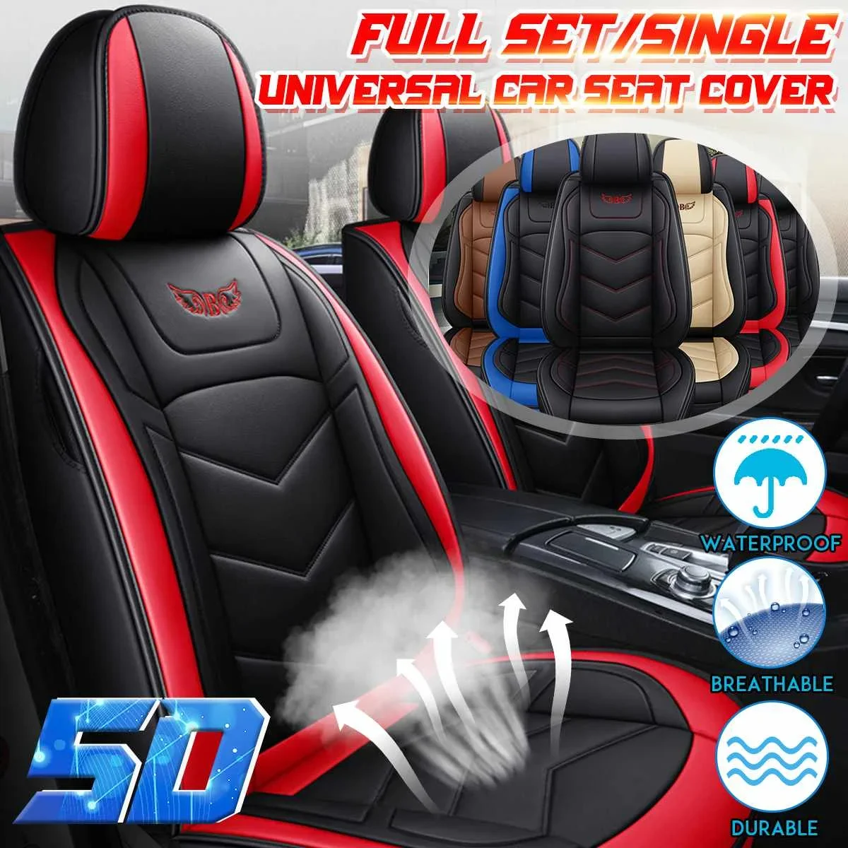 Universal Luxury PU Leather Front Car Seat Cover 5D Cushion Protector Non-Slip Mat Waterproof for Lada for Ford for BMW