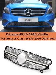 A35 A45 Front Bumper Radiator Diamonds GT AMG Grille For Mercedes Benz A Class W176 A35 A180 A200 A250 2016-2018 Black Silver