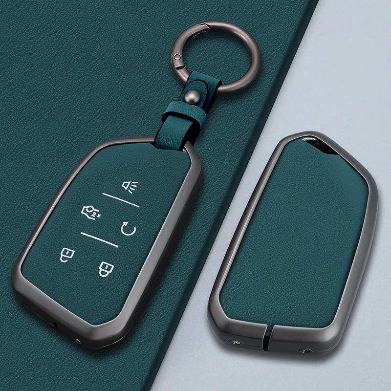 Zinc Alloy Leather For Cadillac CT4 CT5 Escalade Cadillac 2019 2020 2021 2022 Car Key Case Shell Fob Cover Keychain Accessories