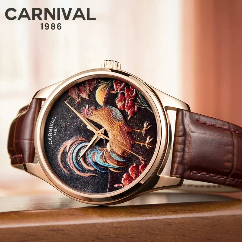 Carnival Brand Luxury MIYOTA Movement Mechanical Watch Men Fashion Automatic Watch Leather Waterproof Sapphire Wristwatch Male - view 6