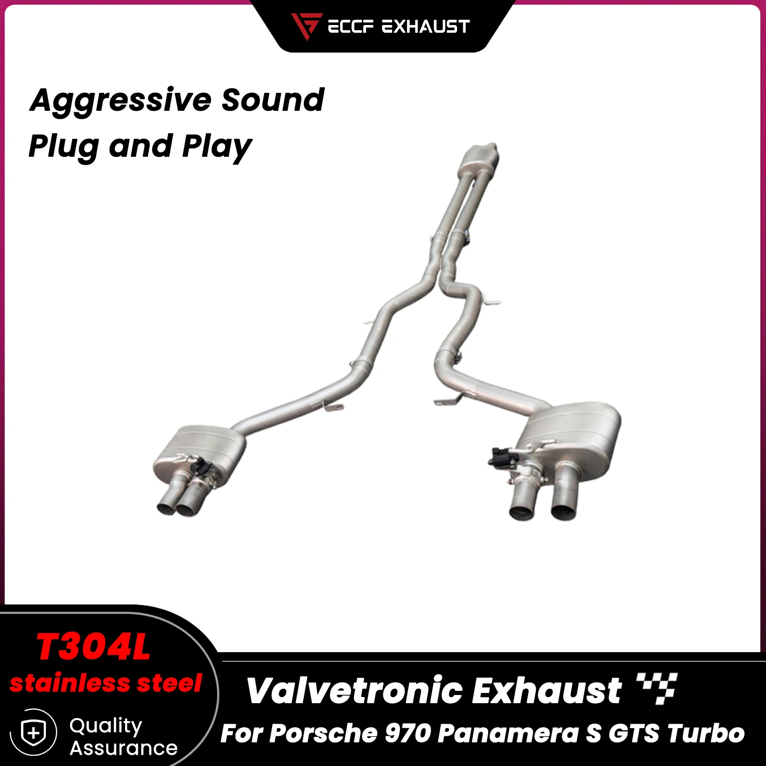 

Valvetronic Stainless Steel Catback Exhaust for Porsche 970 Panamera S GTS Turbo Freely Adjustable Sound Easy Installation