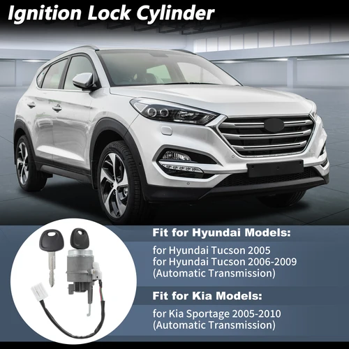 Imagen 2 del producto Cilindro de cerradura de encendido UXCELL con 2 llaves para Hyundai Tucson 2005-2009 No.819001FB00