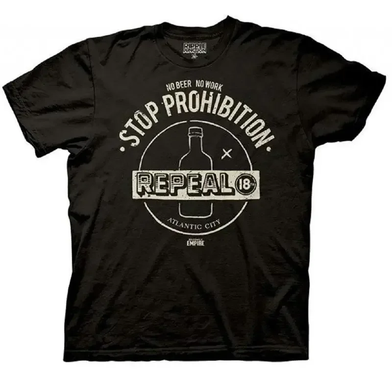 Adult Black Drama TV Show Boardwalk Empire Stop Prohibition Repeal T Shirt Tee Vintage Clothes