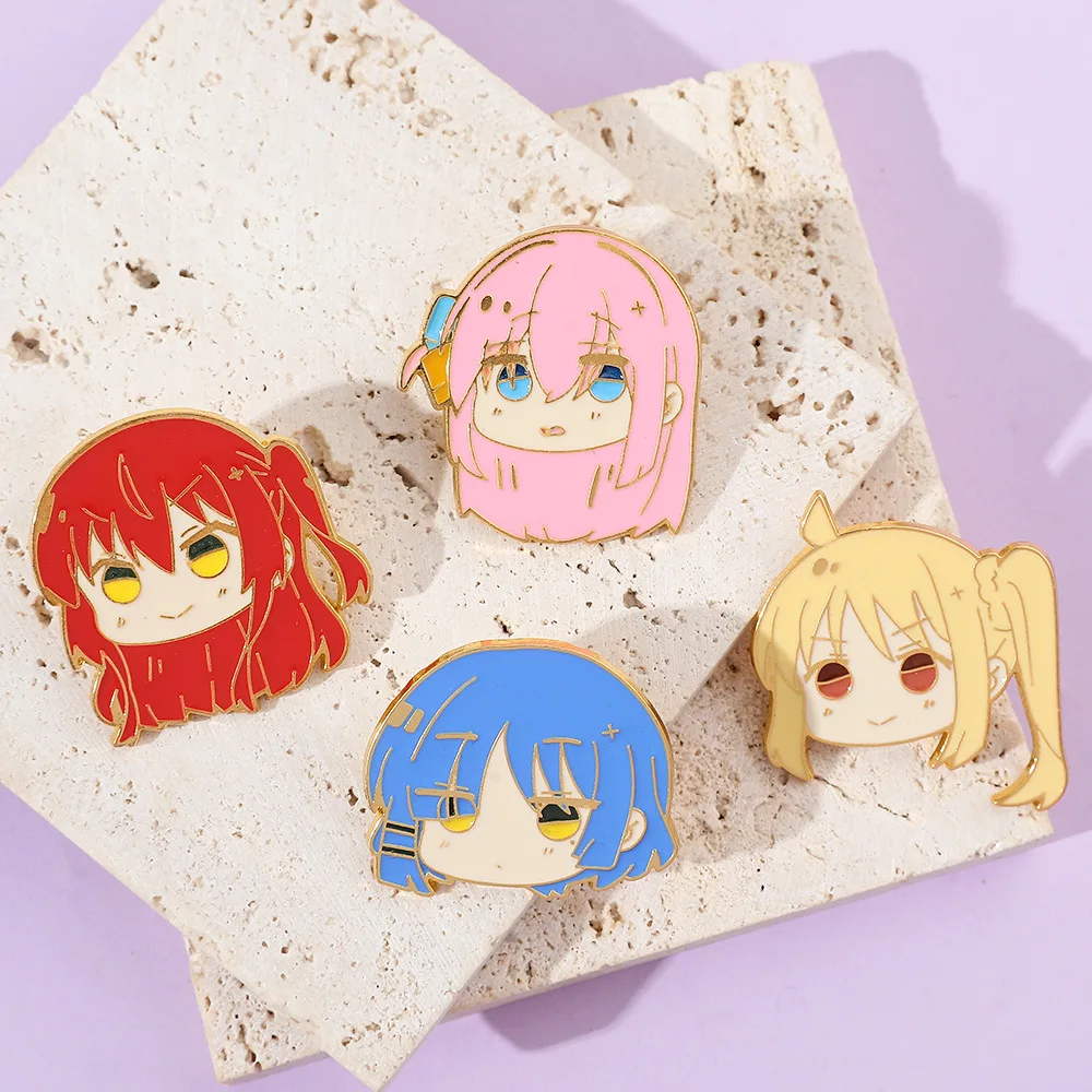4 unids/set BOCCHI THE ROCK broches de Anime lindo personaje Pins ropa mochila insignias de solapa accesorios de Cosplay regalos
