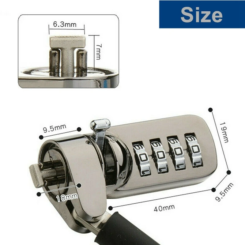 Laptop Notebook Cable Lock, 4 Digital Password Lock, Universal USB Laptop Security Cable Lock, 1 pc