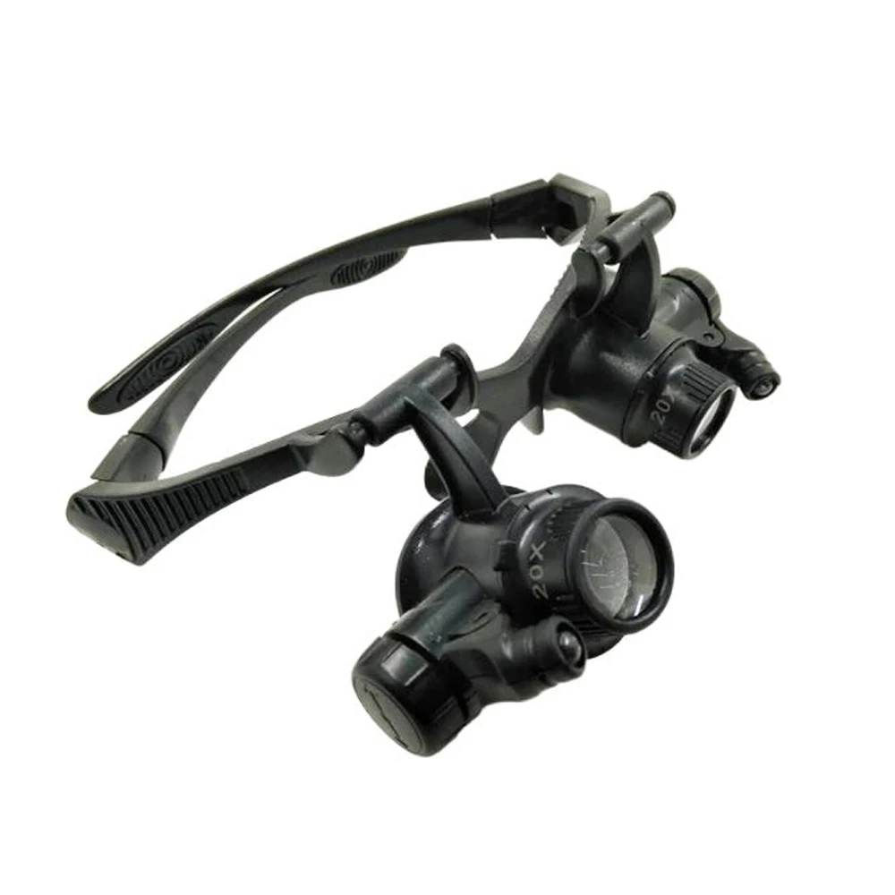 2.5X 4X 6X 8X 10X 15X 20X 25X مكبر تكبير عالي مثبت على الرأس مع أضواء LED زجاجية لإصلاح PCB