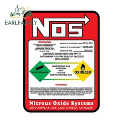 EARLFAMILY 13cm x 9.8cm for Red NOS Bottle Replacement Label Car Sticker Vinyl Bumper Decal Waterproof Caravan Car Accessories