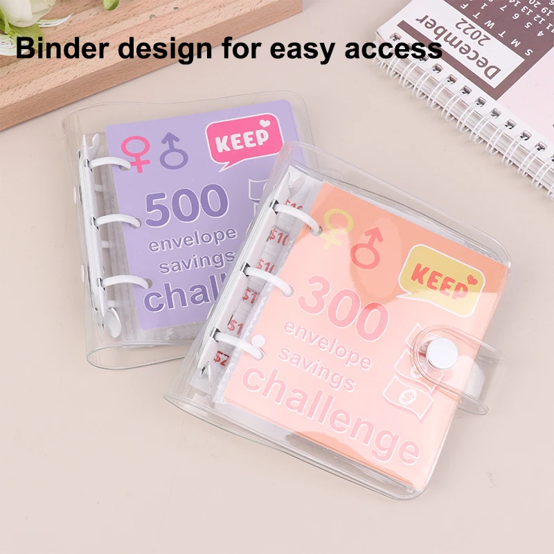Mini Binder ประหยัดเงิน Binder $150/300/500/1000 Savings Challenge Binder ซองจดหมายออมทรัพย์โน้ตบุ๊ค Cash Budget Storage Book