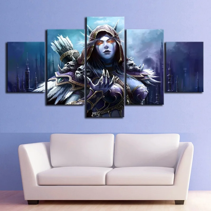 Video Game WOW Warcraft DOTA 2 Canvas 5 Pcs Printed Wall Art Posters Pictures Home Decor Paintings for Living Room Decoration