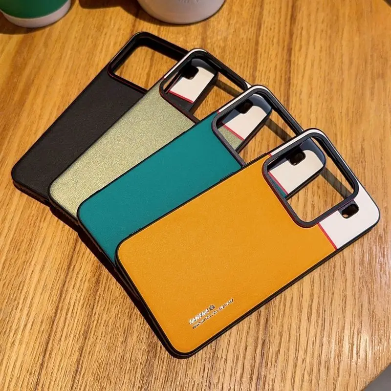 Etui na Xiaomi 17T Pro 17T, luksusowe, czerwone, z blokami kolorów, przyjazne dla skóry, skórzane etui ochronne na MII 17t Pro, ultracienkie, odporne na wstrząsy. — zdjęcie produktu 6