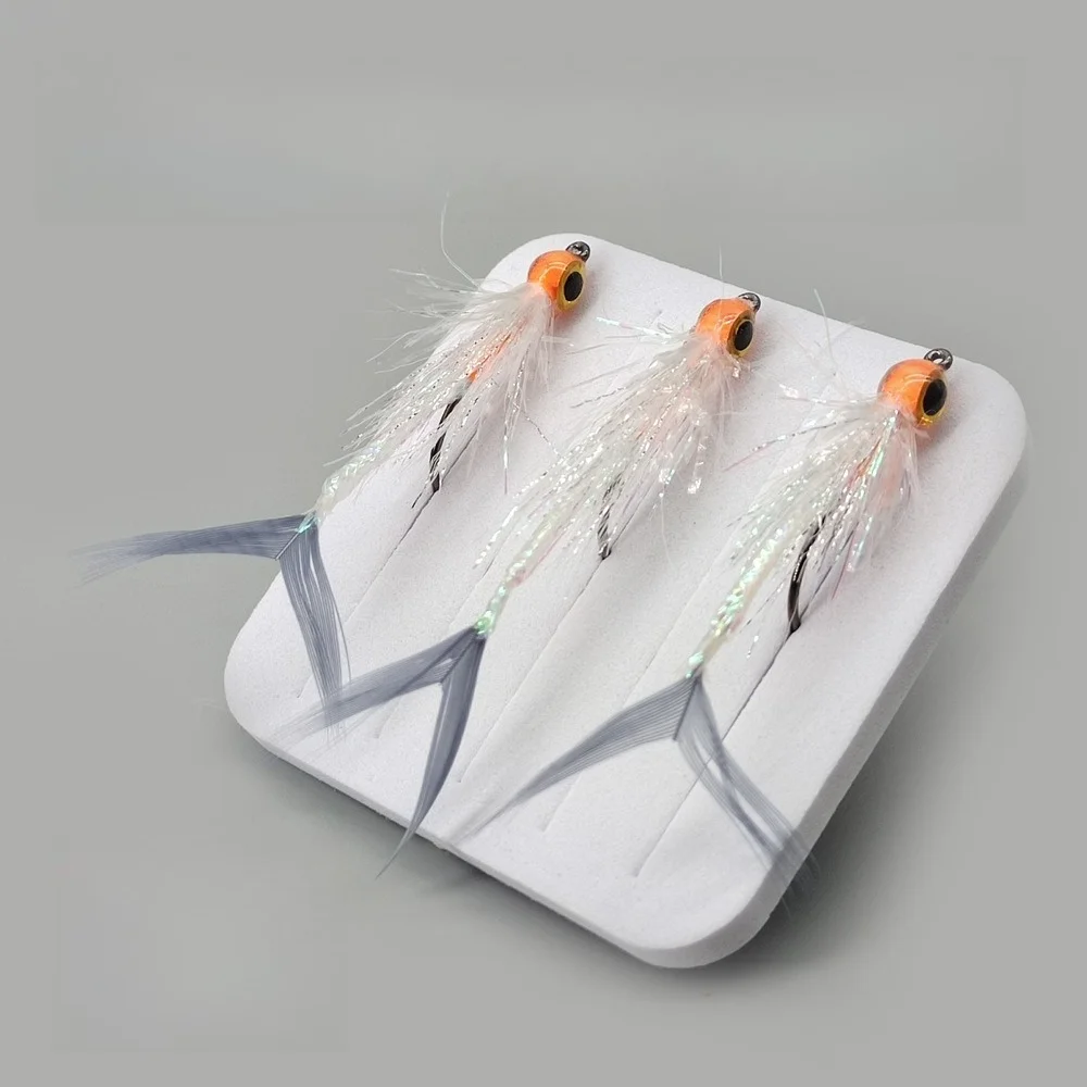 1 Stück 6,5cm Gabelfisch-Köder, Fliegenfischen-Köder mit 3D Realistischen Fischaugen, Federn und Metallfaden, Nischen-Fliegenfischen-Köder