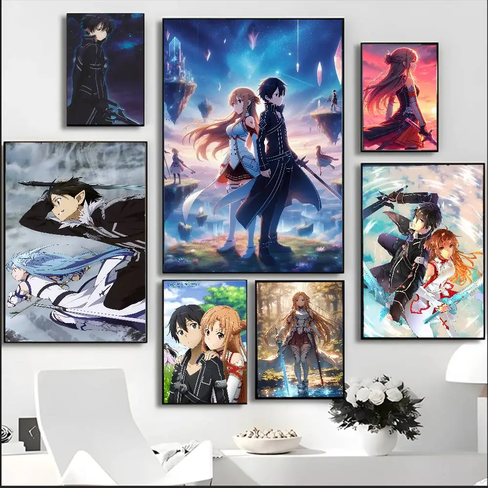 Sword Art Online Anime HD Canvas Painting Kirito Asuna Living Room Decor view 4