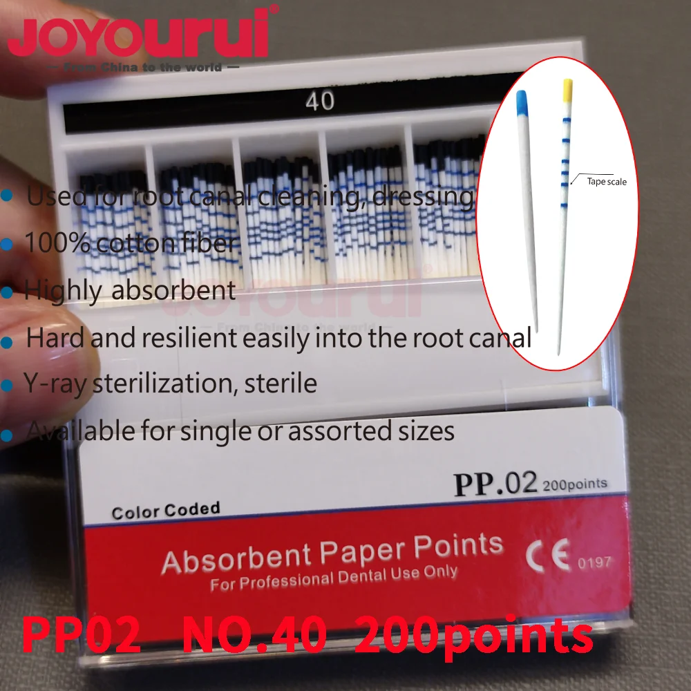 نقاط ورق ماصة للأسنان 02/04/06 معقمة مختلط الحجم إلغاء الجذر ألياف القطن نصائح مواد طب الأسنان 15-40 #