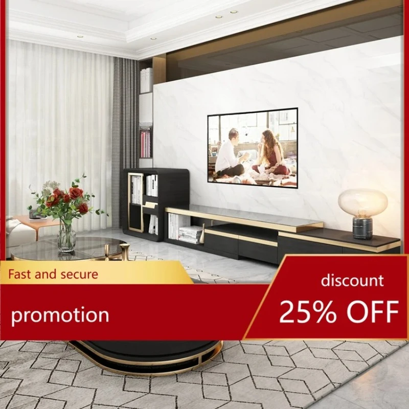 Marble TV Cabinet and Tea Table Combination Modern Minimalist TV Stand