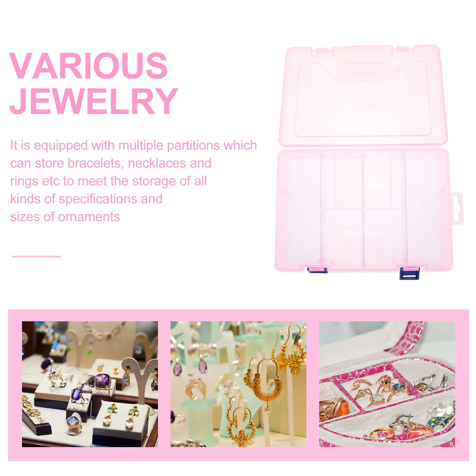 

Adjustable Divider Plastic Storage Box Clear Organizer for Jewelry Crafts Tools Desktop Use Compact Compartments Case Container