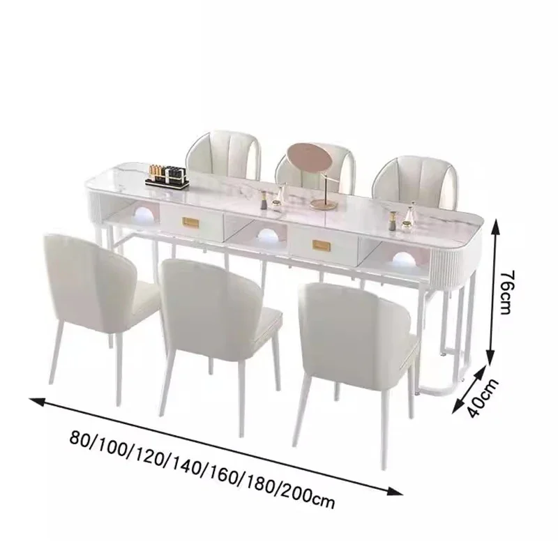 طاولات أظافر إيطالية بسيطة للغاية على الطراز الكريمي طاولة مانيكير إسكندنافية متعددة الوظائف طاولات أظافر زجاجية أثاث FYMT