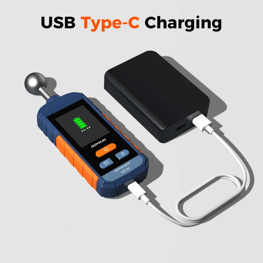 Tester di umidità del legno con sonda a sfera, scansione rapida 3s di profondità 5~40 mm e LCD 0-100% con precisione ±0,25% per materiali da costruzione