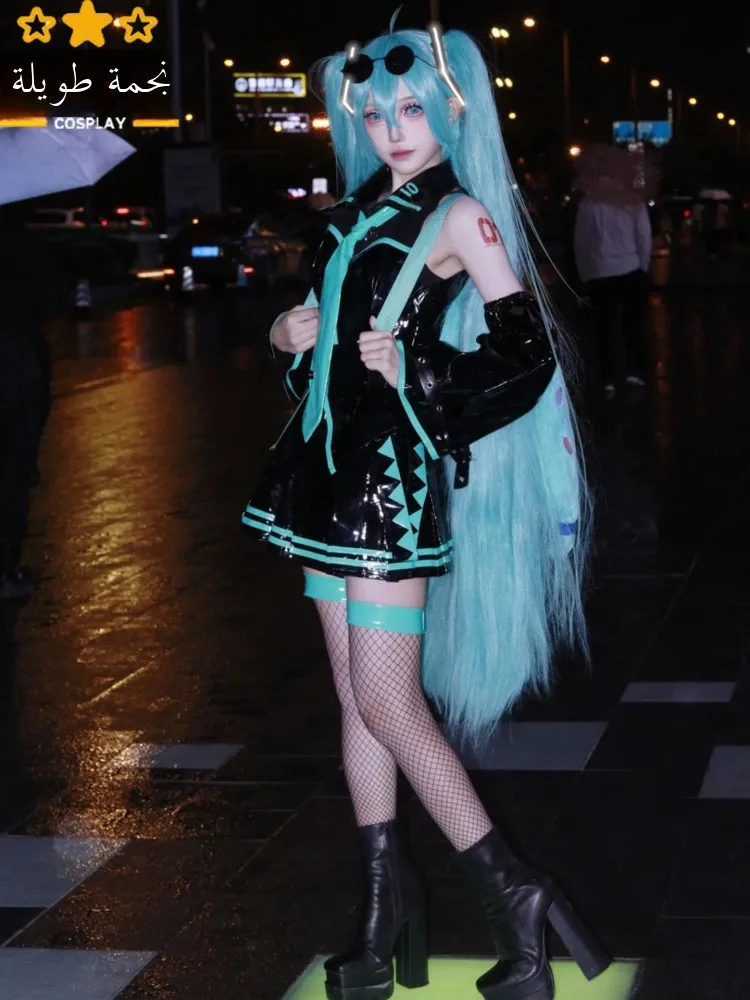 

Full Set Initial Sound Cosplay Costume Future Miku Painted Leather Anime C-Suites orm Fem Cosplay Clothes in Sto