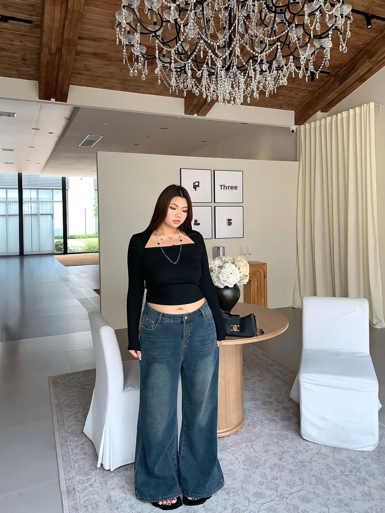 

Теплые джинсы с флисовой подкладкой в стиле ретро, женские, больших размеров, с высокой талией, свободные, широкие штанины, осенне-зимние, повседневные