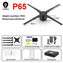 P65 3D Hologram Fan Projector Wifi LED Sign 3D Advertising Player for Business Store Shop Bar 3D Holographic Advertising Lights