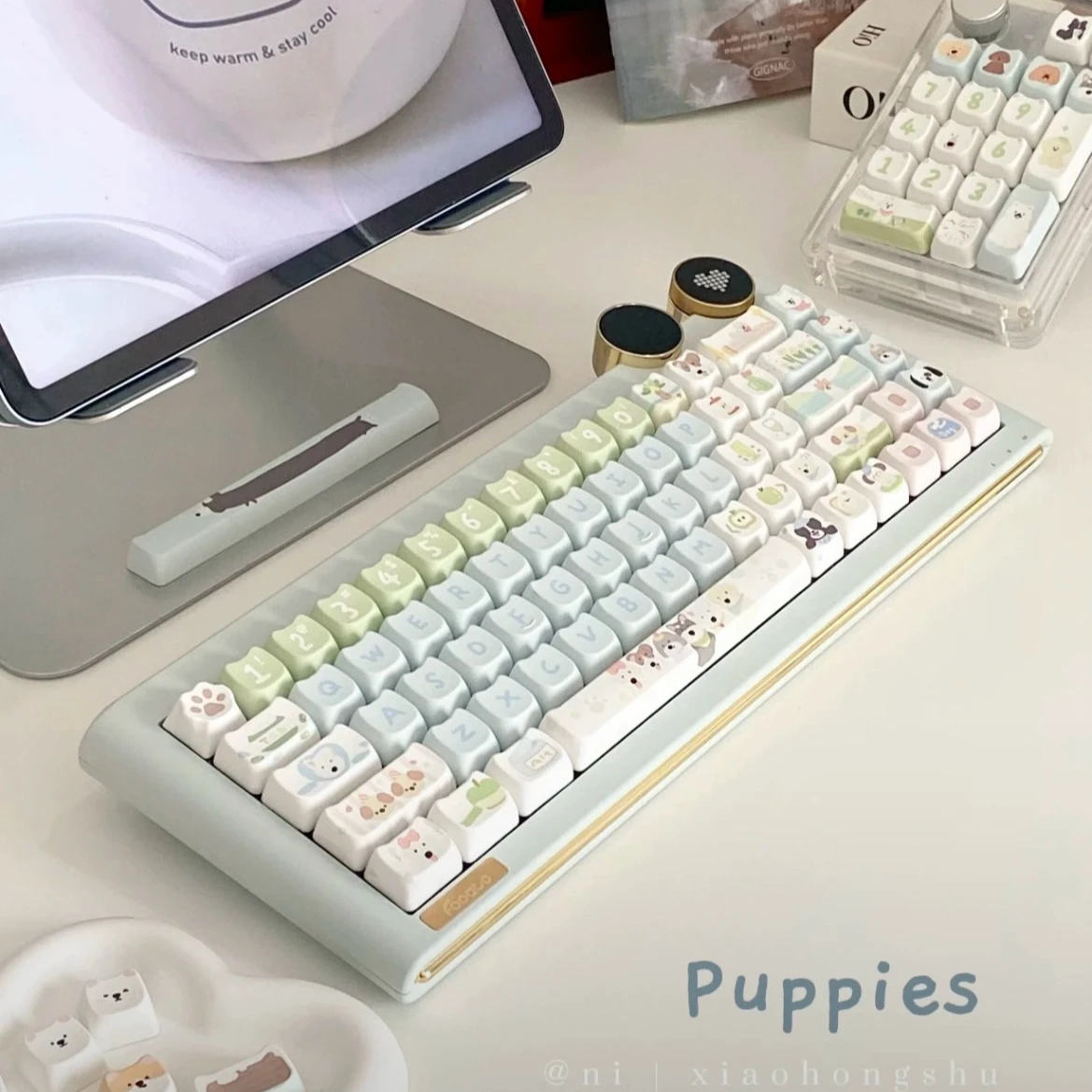 Ins Style Cute Puppy Keycaps Set 144keys MAO Cat-shaped PBT Sublimation MX Switch Gaming Mechanical Keyboard Keycaps Girls Gifts