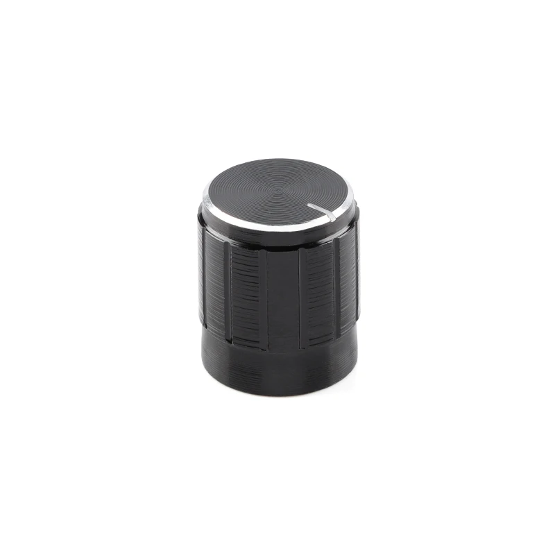 10Pcs/5pcs Black 6mm Potentiometer knobs Caps Knurled Shaft Potentiometer Control Knob Diameter 15mmx17mm Aluminum Switch Knob