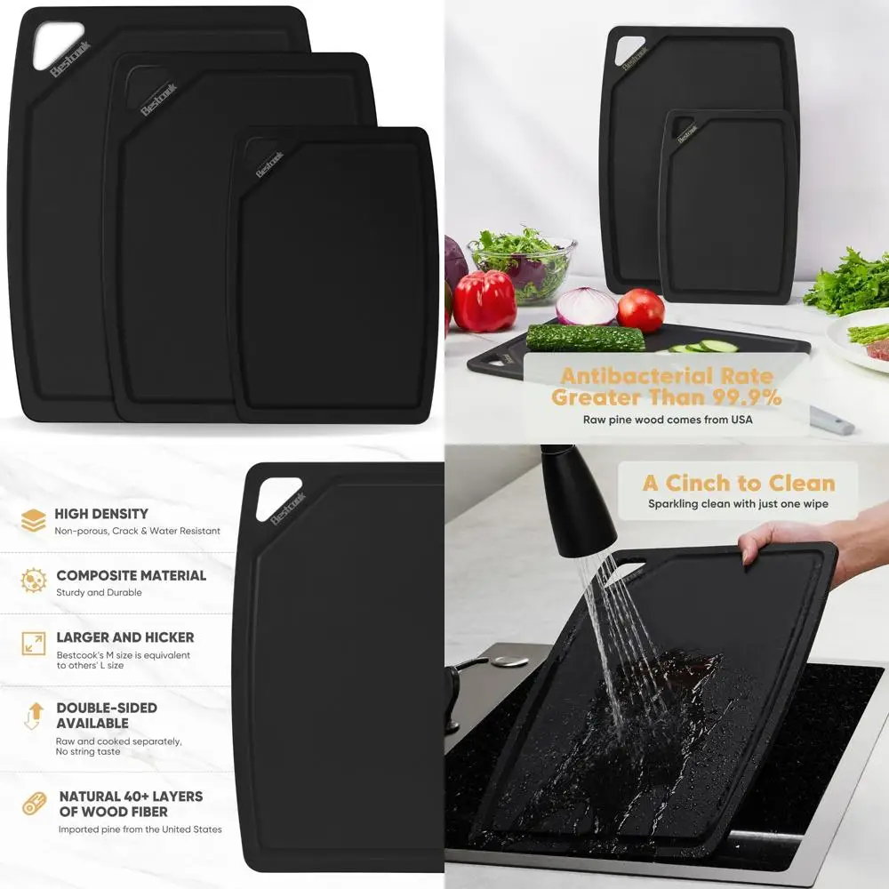

Wood Fiber Cutting Board Set, 3-Piece Composite Chopping Boards with Juice Groove, Dishwasher Safe, Non-Toxic, BPA-Free, Large S