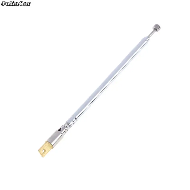 1Pc 37cm 5 Section Telescopic Stainless Steel AM FM Radio Universal Antenna