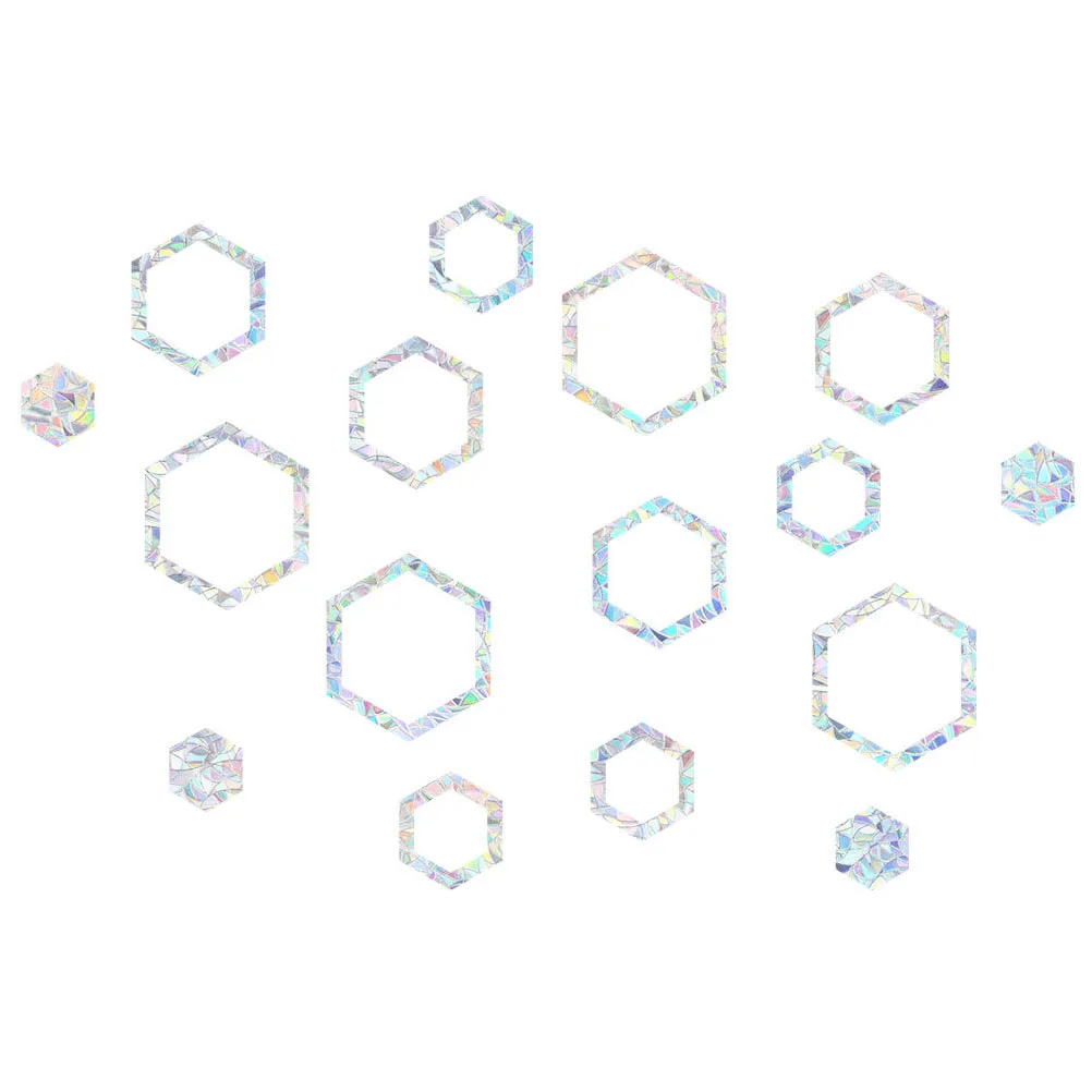

Anti Collision Glass Film Sticker Static Cling Office Window Decor Hexagon Shape PVC PET Material Visual Effect Home Bar Club