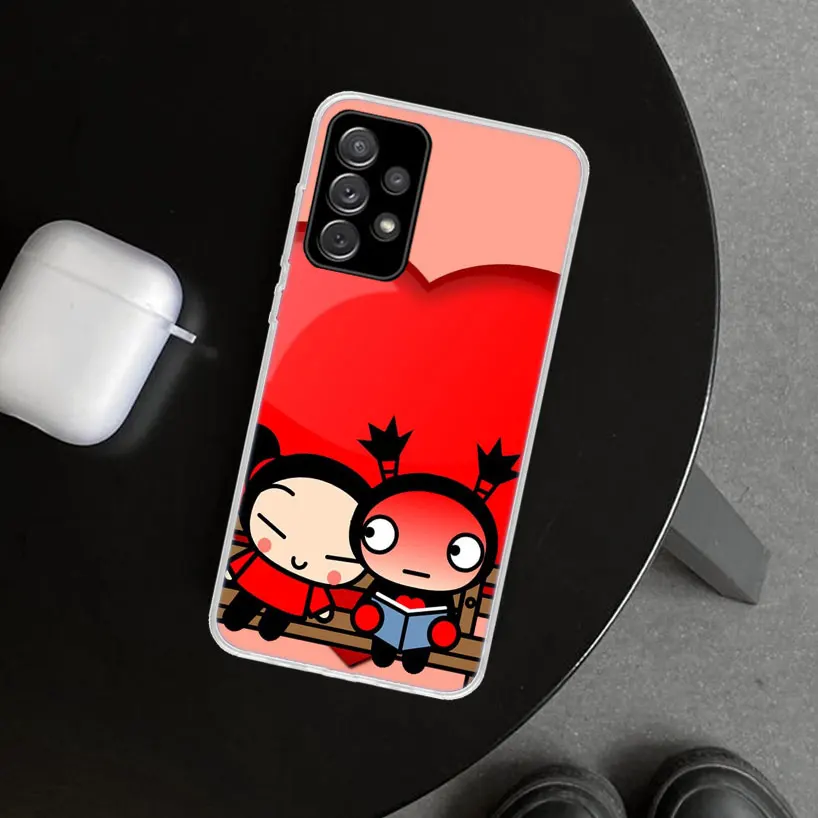 Cute Cartoon Pucca Garu Phone Case for Samsung Galaxy A15 A25 A35 A55 A14 A24 A34 A54 A04S A13 A23 A33 A53 A03S A52 A12 A22 A32