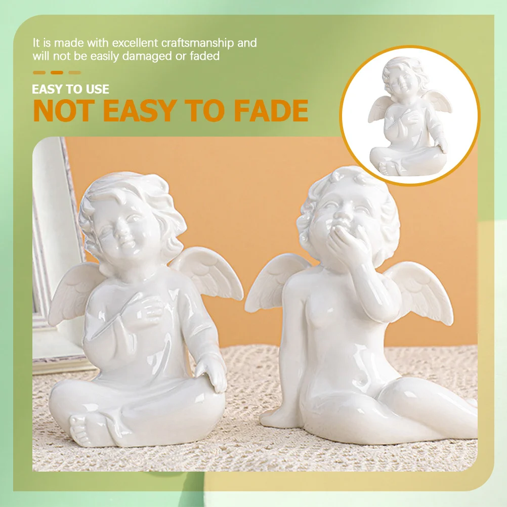 

Ceramic Angel Statue Chic Creative Wedding Desktop Decoration European Style Home Decor Table Ornament Angel Figurines