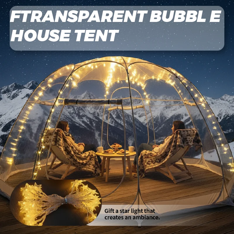 

Quick-Set Bubble Tent Camping Pod Windproof Cold-Resistant PVC Material with String Lights for Nighttime Ambiance