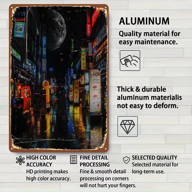 سيول ليلة شارع النيون المعادن المشارك الديكور غرفة المعيشة ديكورات مخصص معدن القصدير علامات لجدار الفن الديكور رجل الكهف