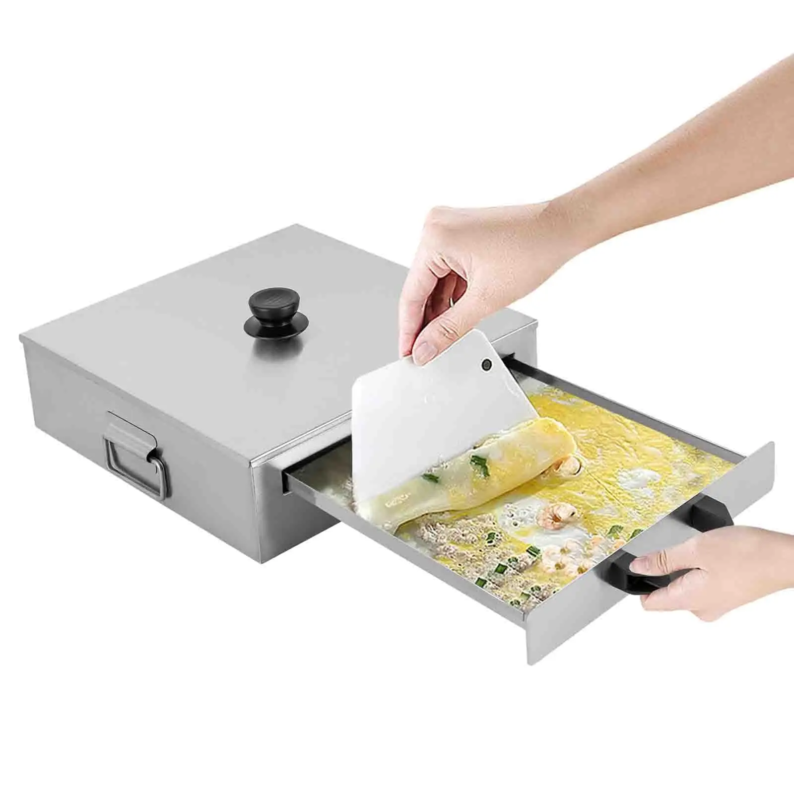 

Rice Roll Steamer, Rice Noodle Rolls Machine 1 Layer Cantonese Food Steamer with 304 Stainless Steel Extra Tray & Lid for Chinese Food