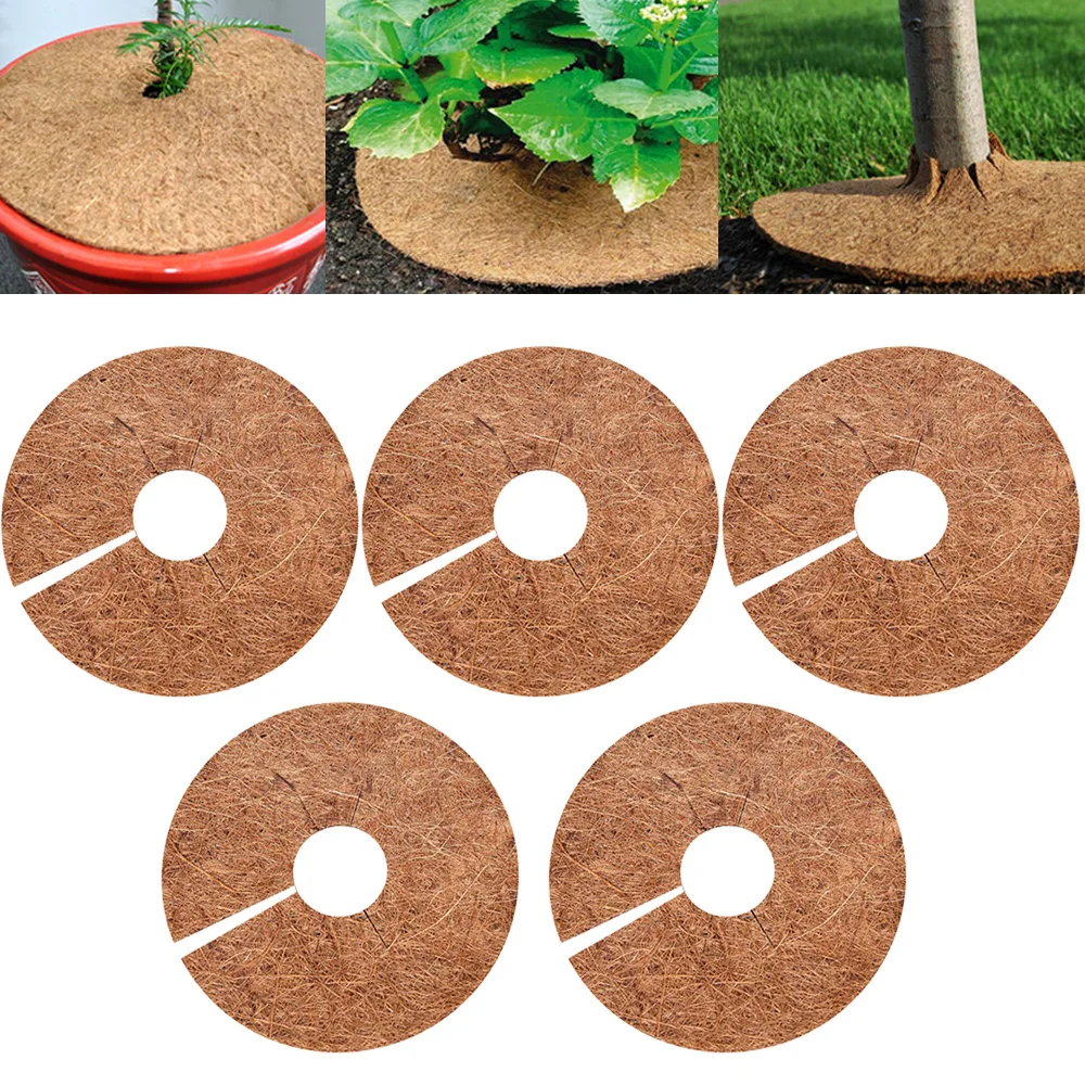 25/30/35/40/45cm Natural Coco Coir Fiber Tree Mulch Ring Protector Organic Mat for Indoor Outdoor Disc Plant Cover Flower Pot