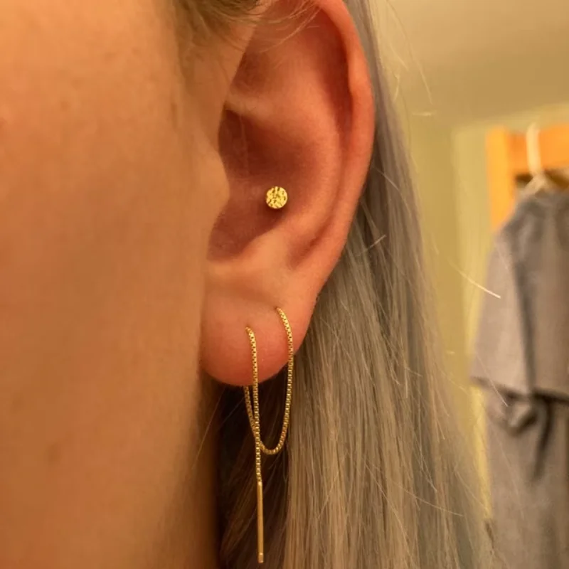 

Threader Bar Chain Earrings Tassel Cartilage Minimalist Double Piercing Two Hole Helix Gift For Women Jewelry