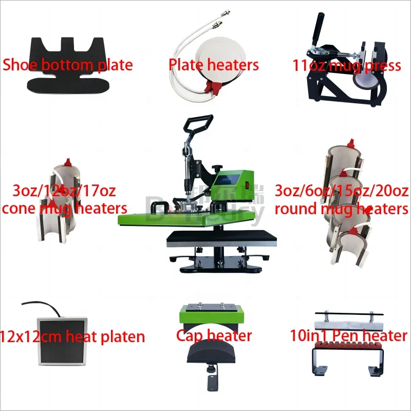 29*38 Heat Press Machine 15 In 1 Digital Power Box Combo Heat Press 1350W Swing Away Machine Multifunctional Sublimation