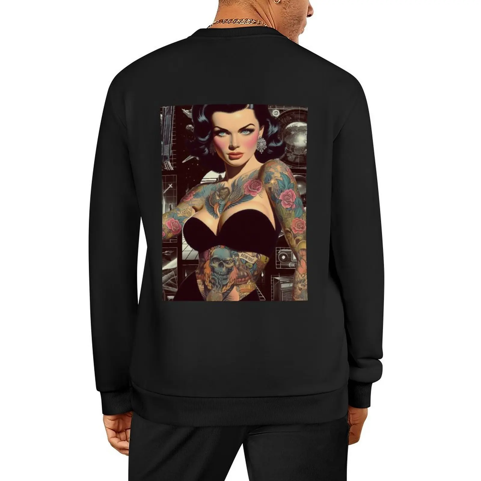 

Retrofuturism Pulp Pin-up Pullover men's winter sweater anime clothing clothes for men men clothing aesthetic sweatshirts