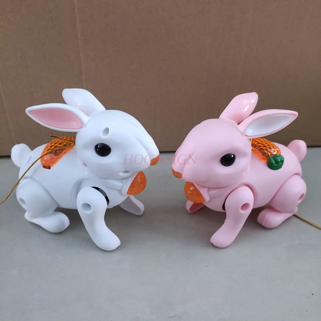 New Electric Little Rabbit Projection Toy Simulation Little White Rabbit Bouncing and Pulling Rope