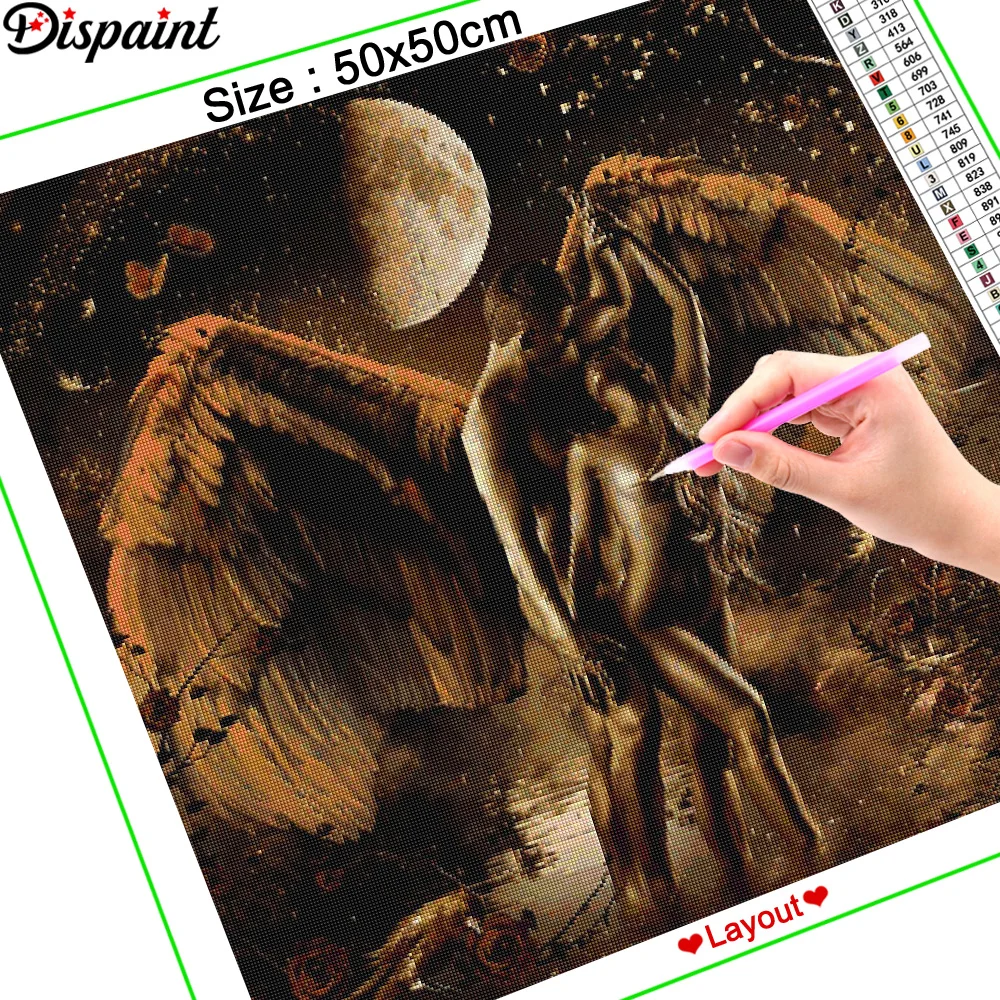 Despaint 5D DIY bordado de diamantes pantalla completa "ángel pareja Luna" pintura de diamante cuadrado/redondo decoración de diamantes de imitación arte A27048