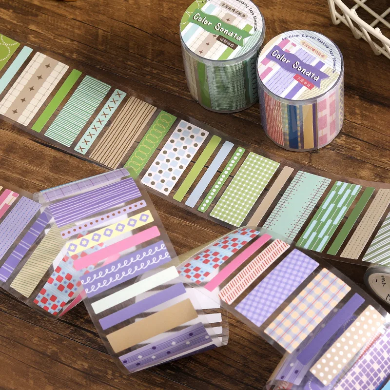 10 uds/1 lote de cintas adhesivas decorativas Color Sonata diario basura papel DIY pegatinas de álbum de recortes de enmascaramiento japonés