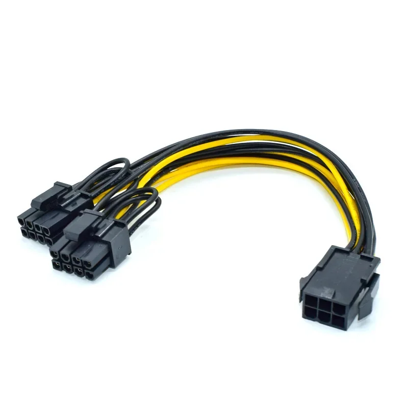 6-pin PCI Express To 2 X PCIE 8 (6+2) Pin Dual 8 Pin Motherboard Graphics Video Card PCI GPU VGA Splitter Hub Power Cable Cord