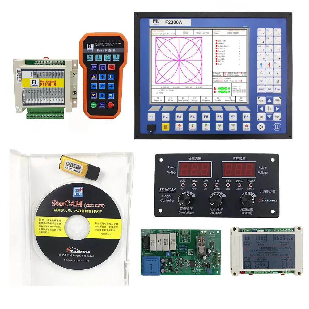 

F2300A 2-axis flame plasma cutting controller system SF-HC25K height adjuster F1510 Wireless Remote Control STARCAM software