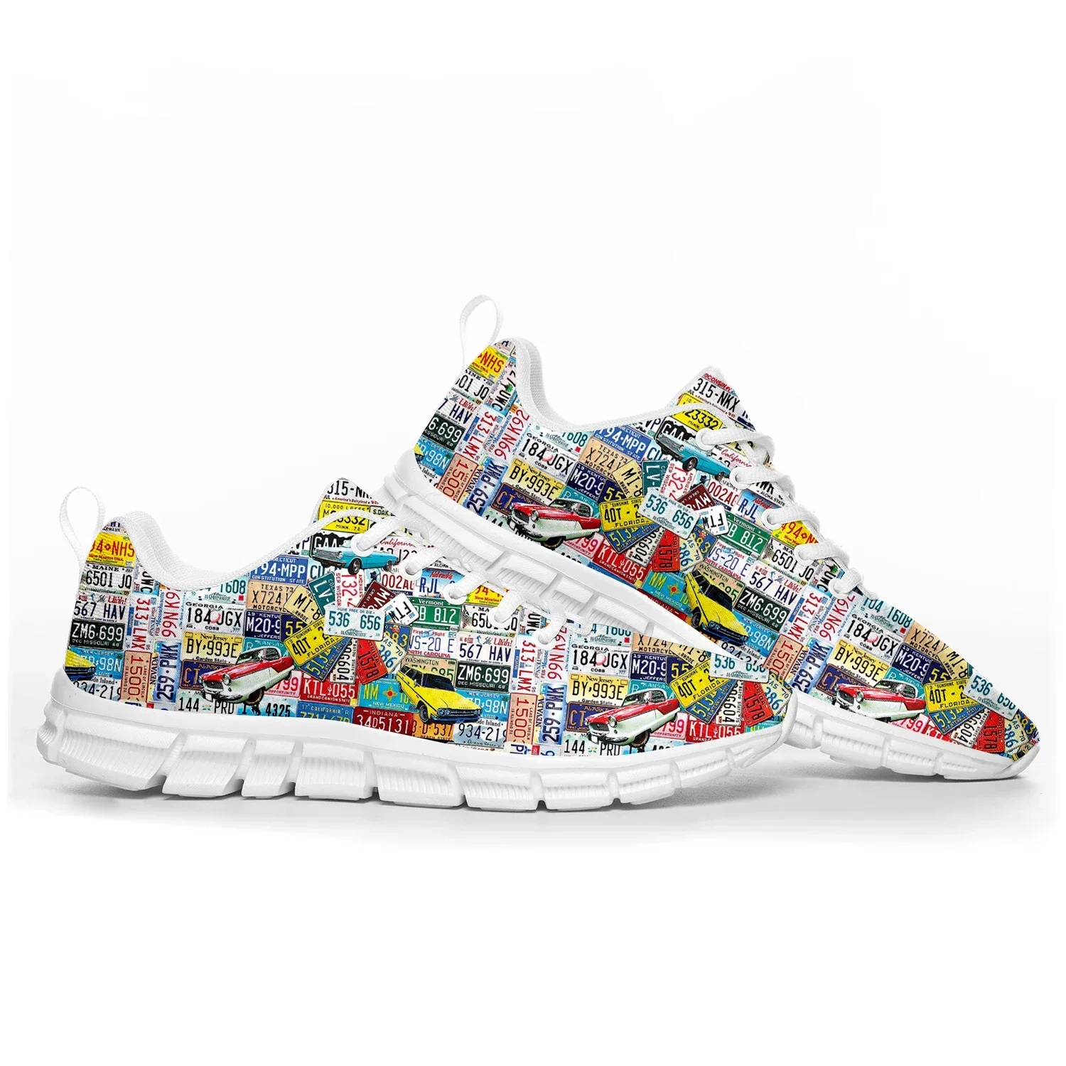 License Car Plate Number Retro Novelty Design Sports Shoes Mens Womens  Custom Sneakers High Quality Shoes