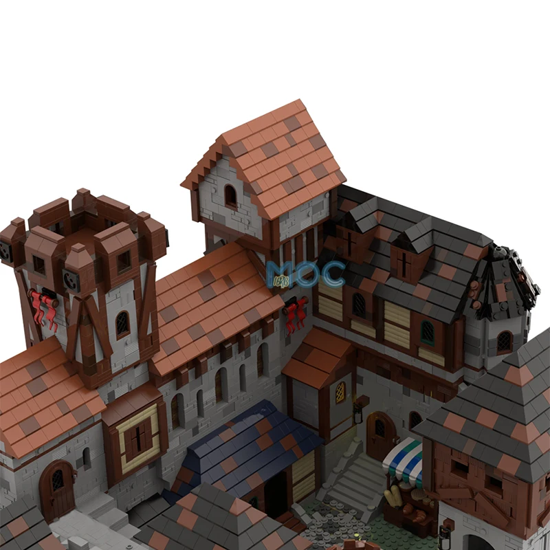 MOC-bloques de construcción de Castillo Real Medieval, juego de ladrillos de Castillo grande Medieval clásico, juguetes para la construcción, regalos de navidad