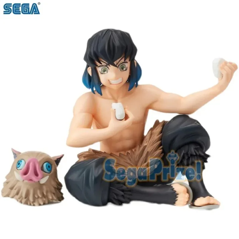 Original SEGA SPM Demon Slayer Hashibira Inosuke sentado y comiendo bolas de arroz Ver PVC Anime figuras de tapón de fideos
