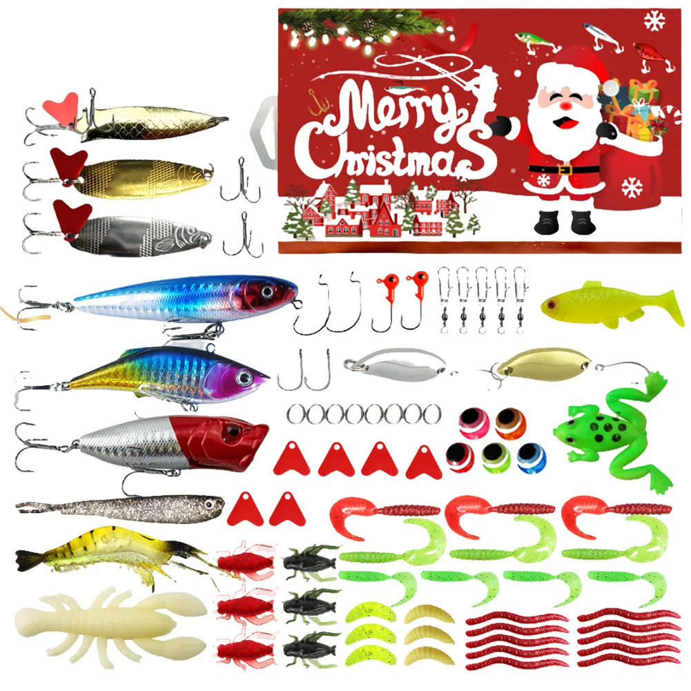 

2024 Christmas Advent Calendar Fishing Lures Set 24 Days Fishing Tackle Countdown Calendar Christmas Gifts for Fishing Lovers