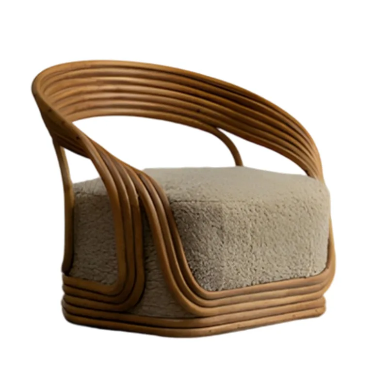 

Vintage style South East Asia rattan casual single balcony sofa chair for villa living room B & B hotel apartment