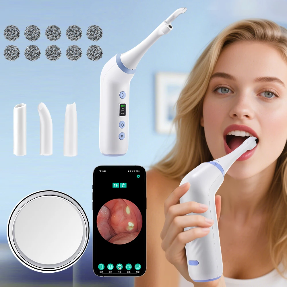 Visible Electric Tonsil Stone Remover Vacuum Tonsil Stone Removal Kit With Oral Irrigation Syringe Tonsil Stone Removal Tool LED