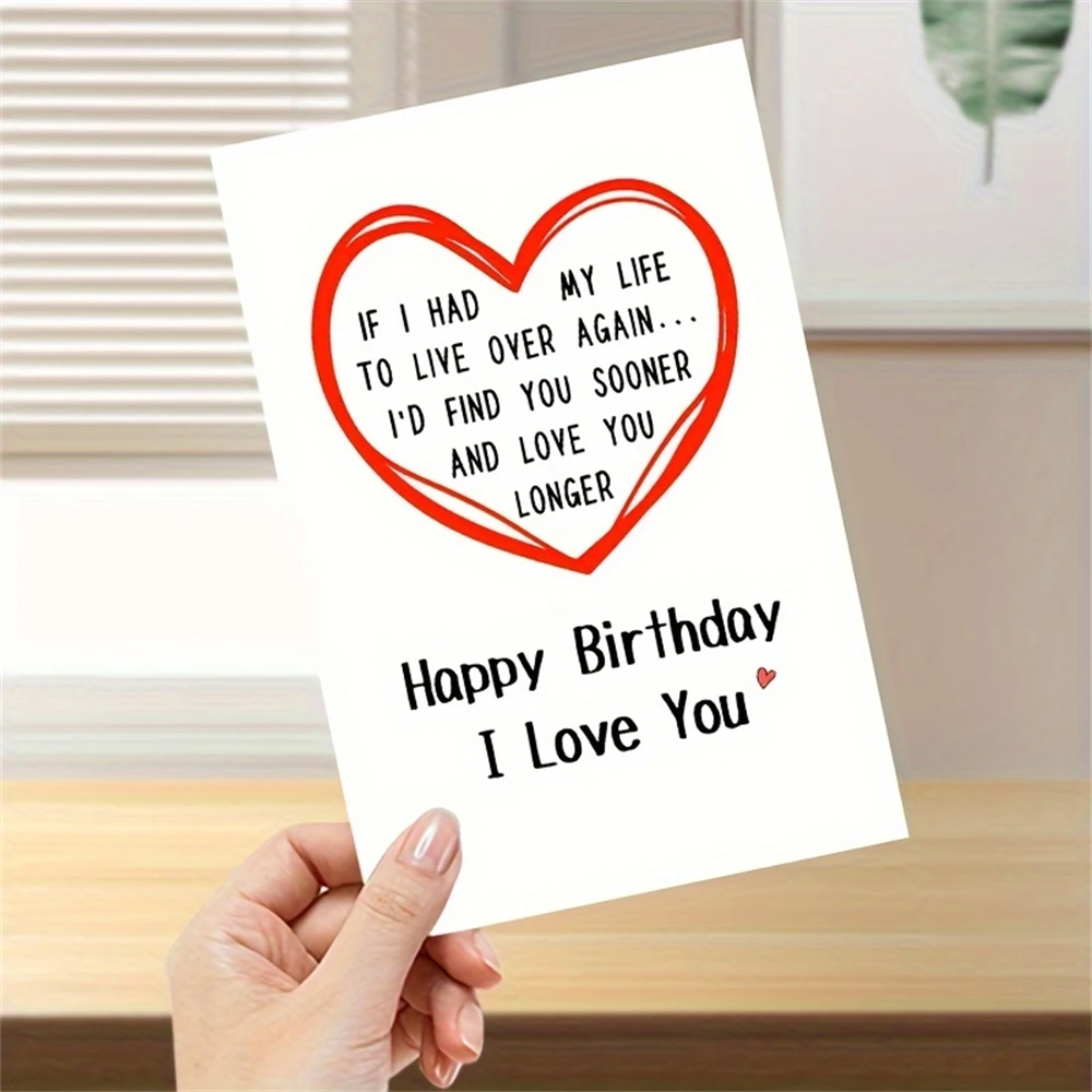 1pc,Romantic Birthday Card for Husband Boyfriend, Funny Birthday Card for Girlfriend Wife - I Wish I Could Love You longer,with